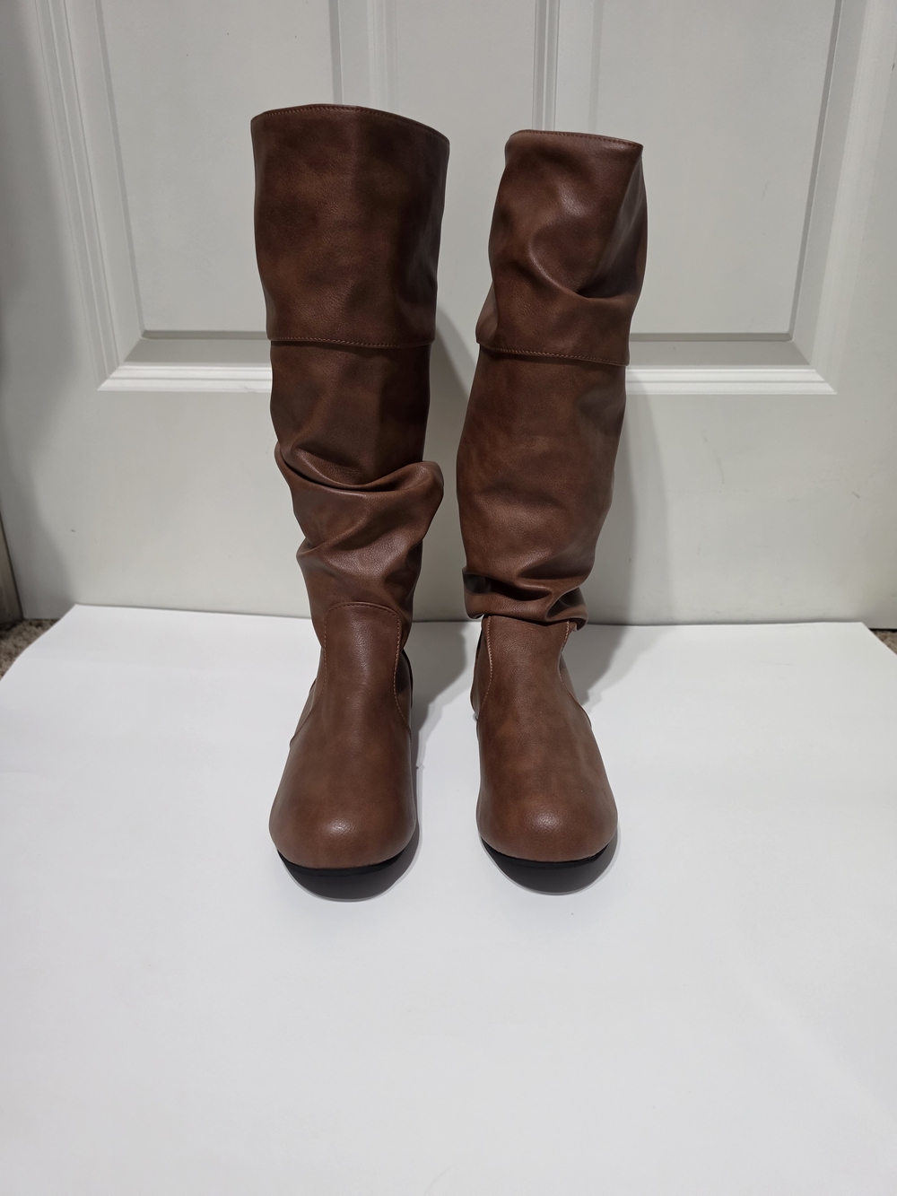 Women's Tall Slouch Brown Heeled Boots